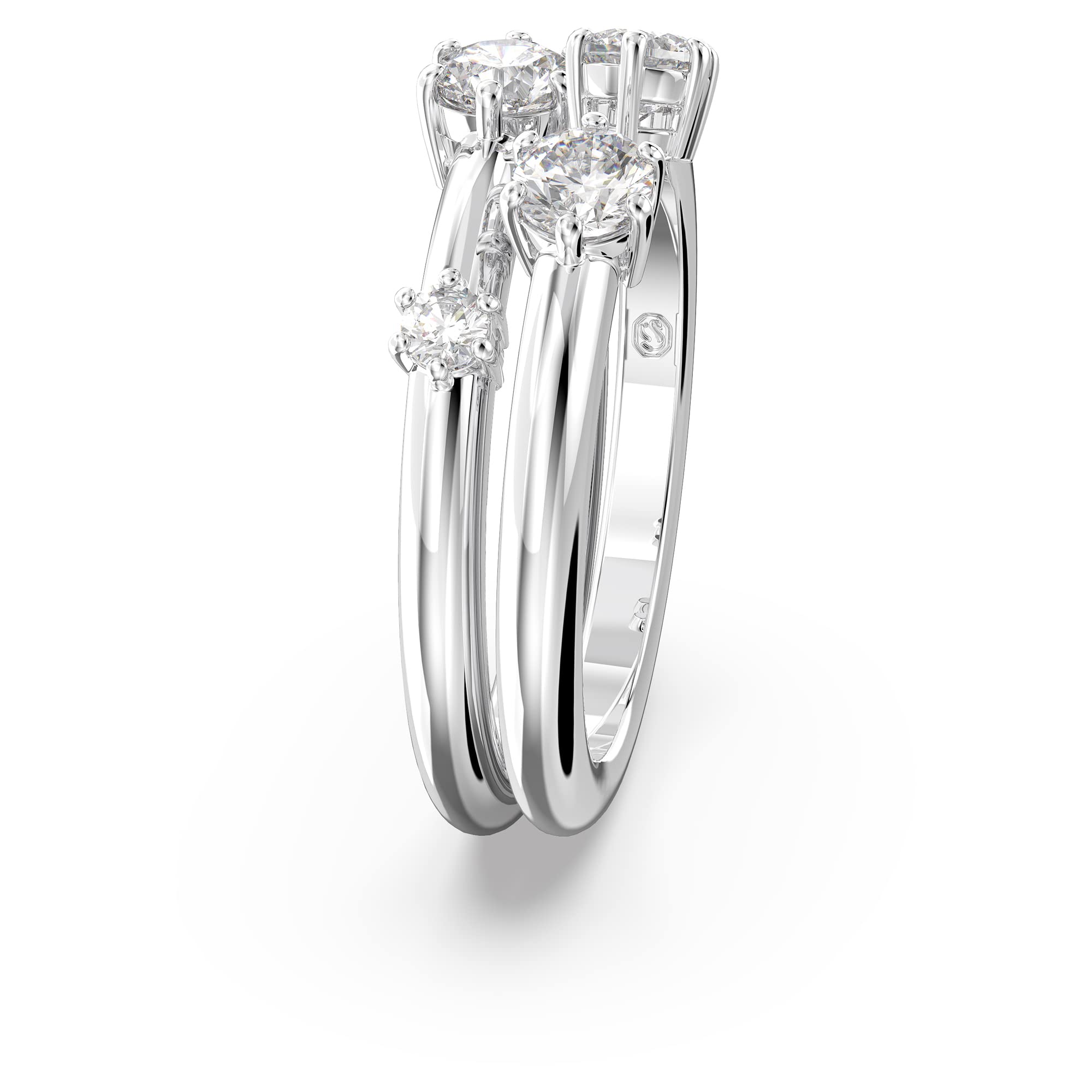 Swarovski Constella Cocktailring, Weiße Zirkonia-Kristalle in Rhodinierter Fassung