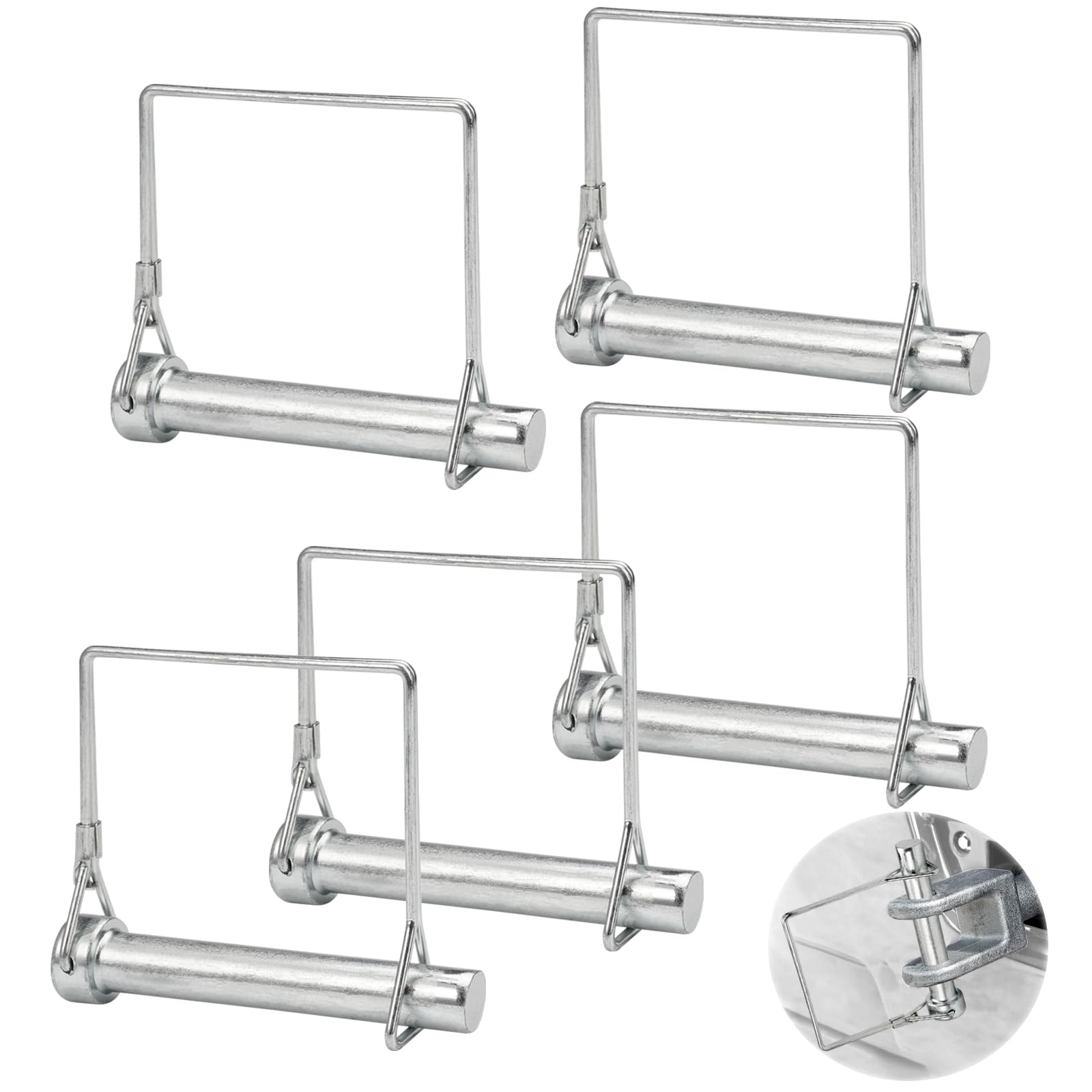 5 Pezzi Perno di Bloccaggio con Filo,M12 x 80 mm Perno di Sicurezza in Acciaio al Carbonio,Perno di Bloccaggio dell'albero,Perno di Bloccaggio Quadrato Perno di Chiusura per Farm Trailers Lawn Garden
