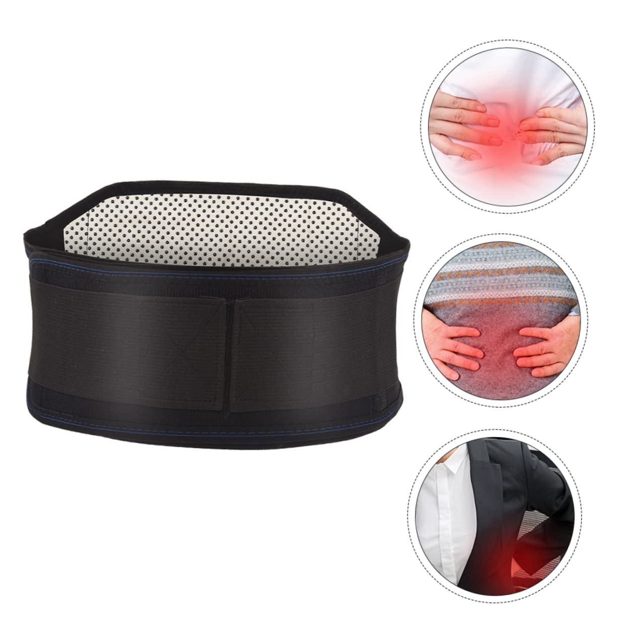 SEWOART 1pc Waist Support Back Support Belt Cordless Heating Pad Self Heating Waist Belt Lumbar Brace Stretchy Belt Abdominal Belt Bellyband Self-heating Waistband Silk Screen Strap Black