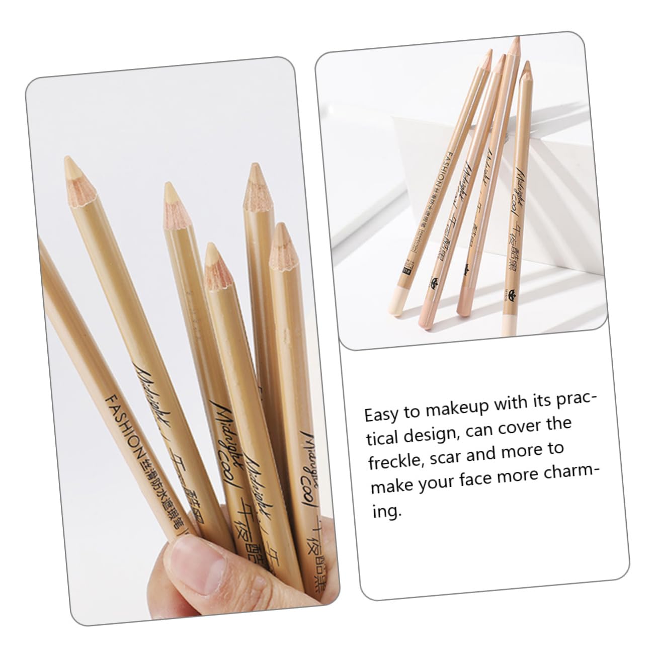 minkissy 2sets Makeup Concealer Pencil Pen Brush for Marks Dark Circles Freckle Covering 4pcs*2