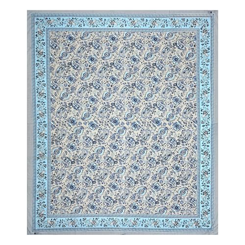 Image of India 100% Pure Cotton Jaipuri Printed Double Bedsheet with 2 Pillow Covers | Traditional Sanganeri Floral Design | Soft Breathable Fabric | King Size Bedsheet for Bedroom (Kaya43)