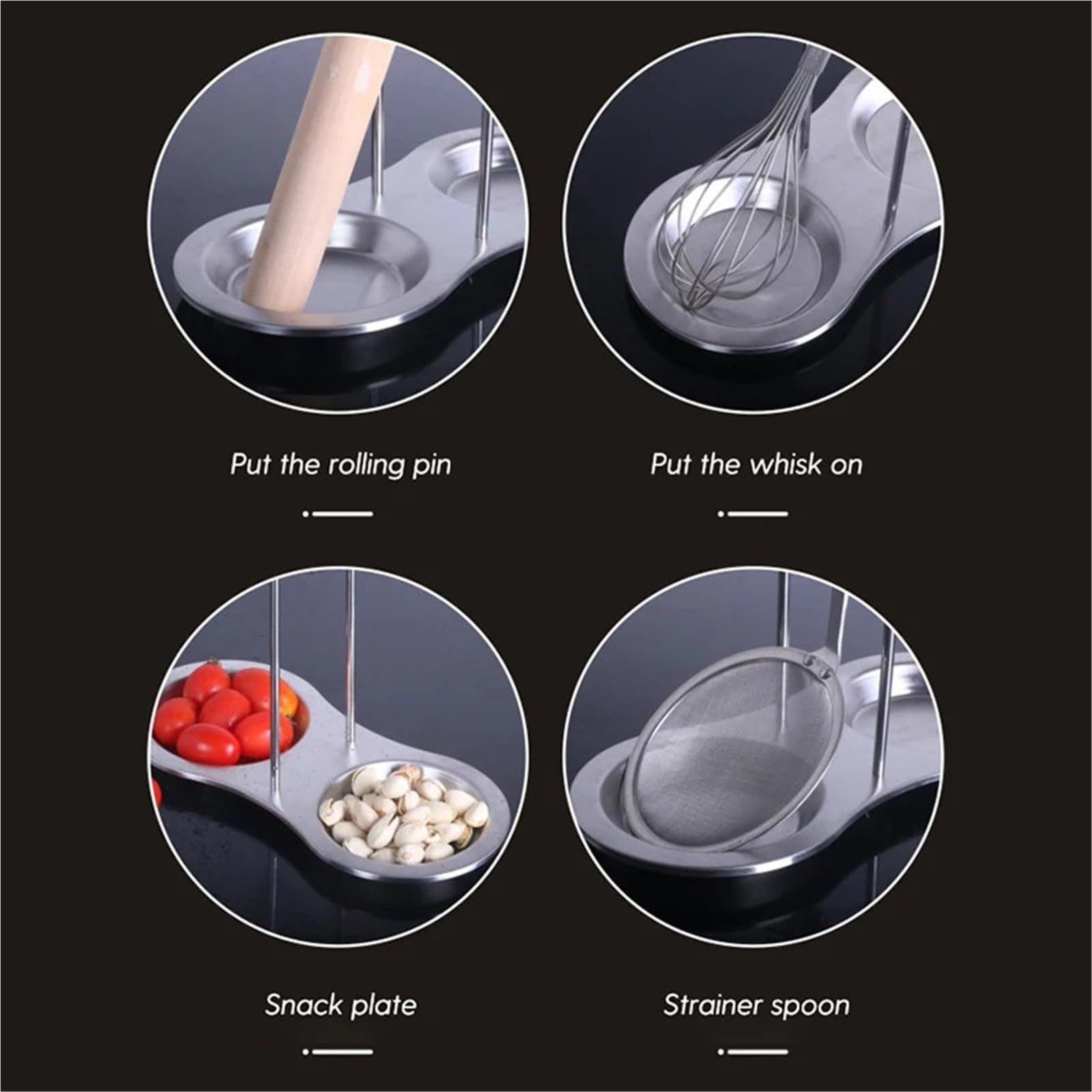 2 stücke Suppe Löffel Halter Edelstahl Besteck Regal Tablett Restaurant Schöpfkelle Küche Gadget Kochen Werkzeug Ablage für Kochlöffel, Schöpfkellen(Gold)
