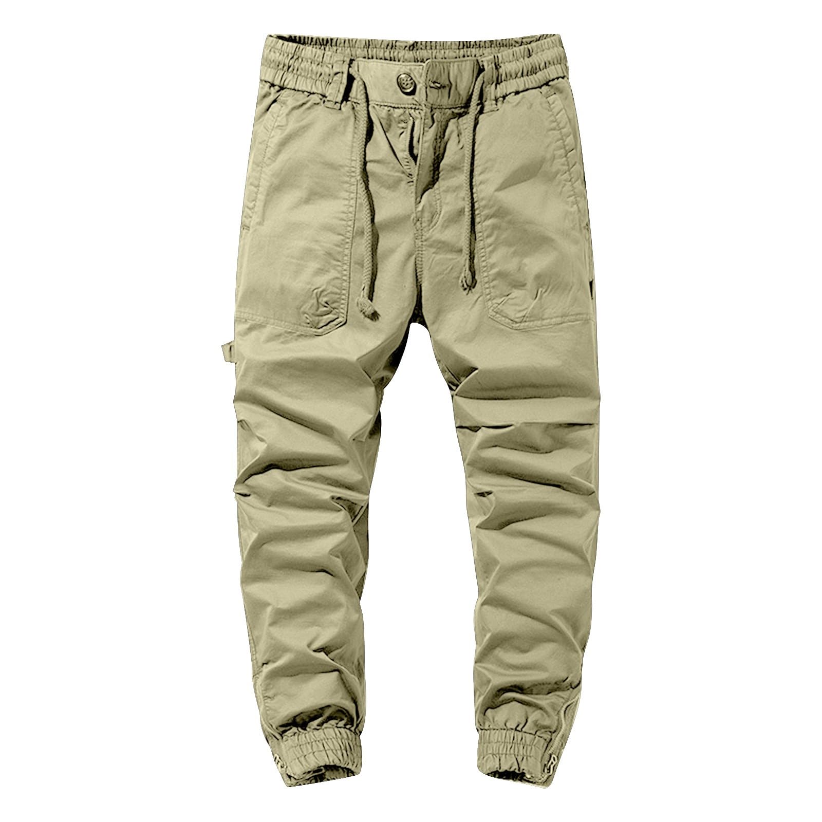 Pantalones cargo para hombre, cómodos, chinos, largos, de montañismo, ligeros, tácticos, holgados, para el tiempo libre, cintura elástica con cordón, pantalones para correr, perneras con diseño