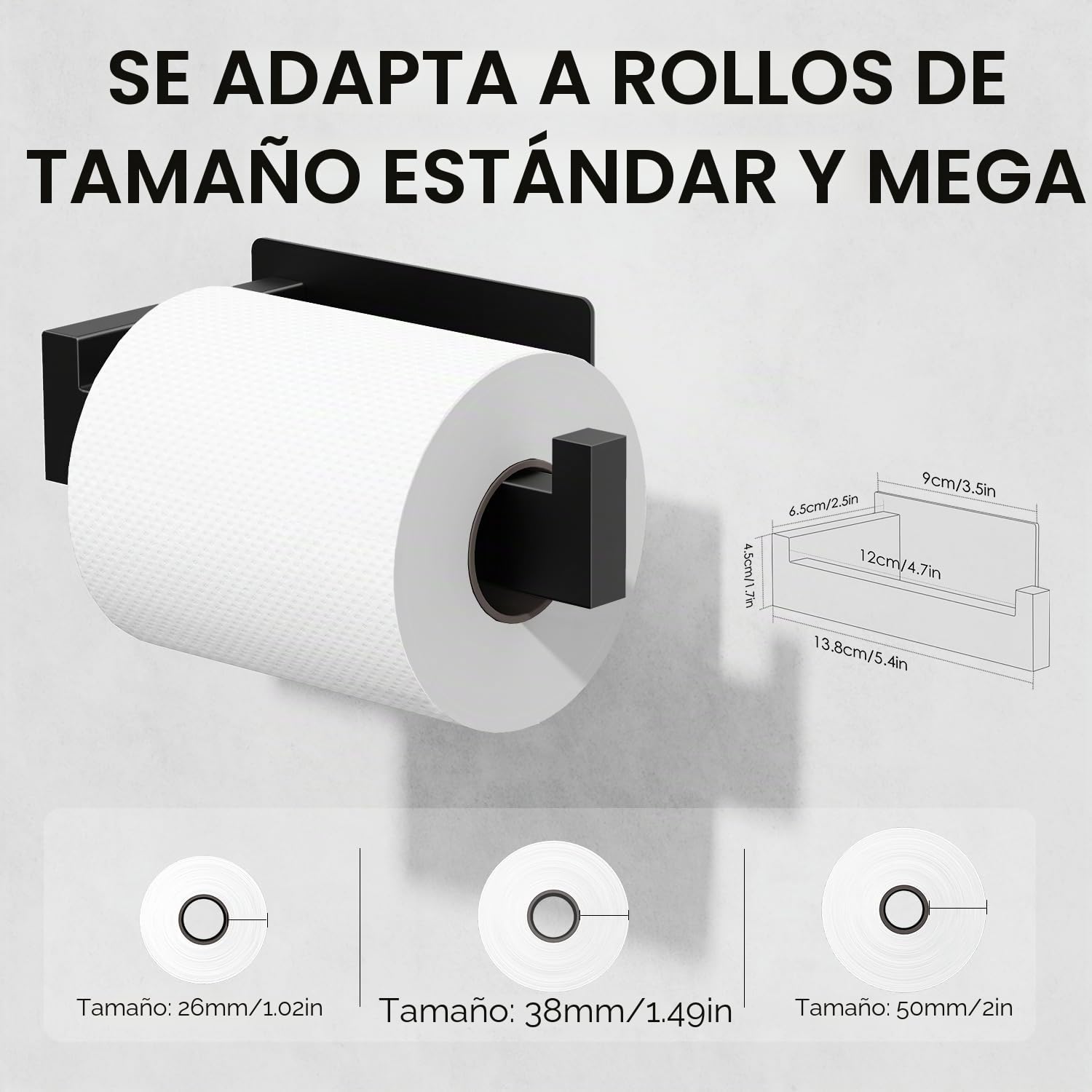 Auxmir Portarrollos Papel Higienico 2 Piezas Acero Inoxidable Baño Adhesivo, Fácil Instalación Soporte sin Taladro Autoadhesivo, Negro