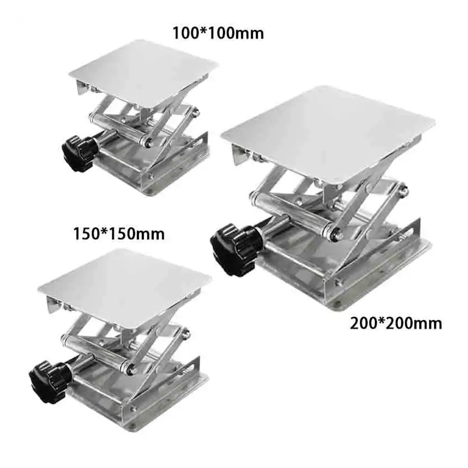 Plataforma elevadora de tijeras, soporte para mesa elevadora, tijeras, mesa elevadora, laboratorio, 100 x 100 mm, plataforma de elevación de acero inoxidable (100 x 100 mm)