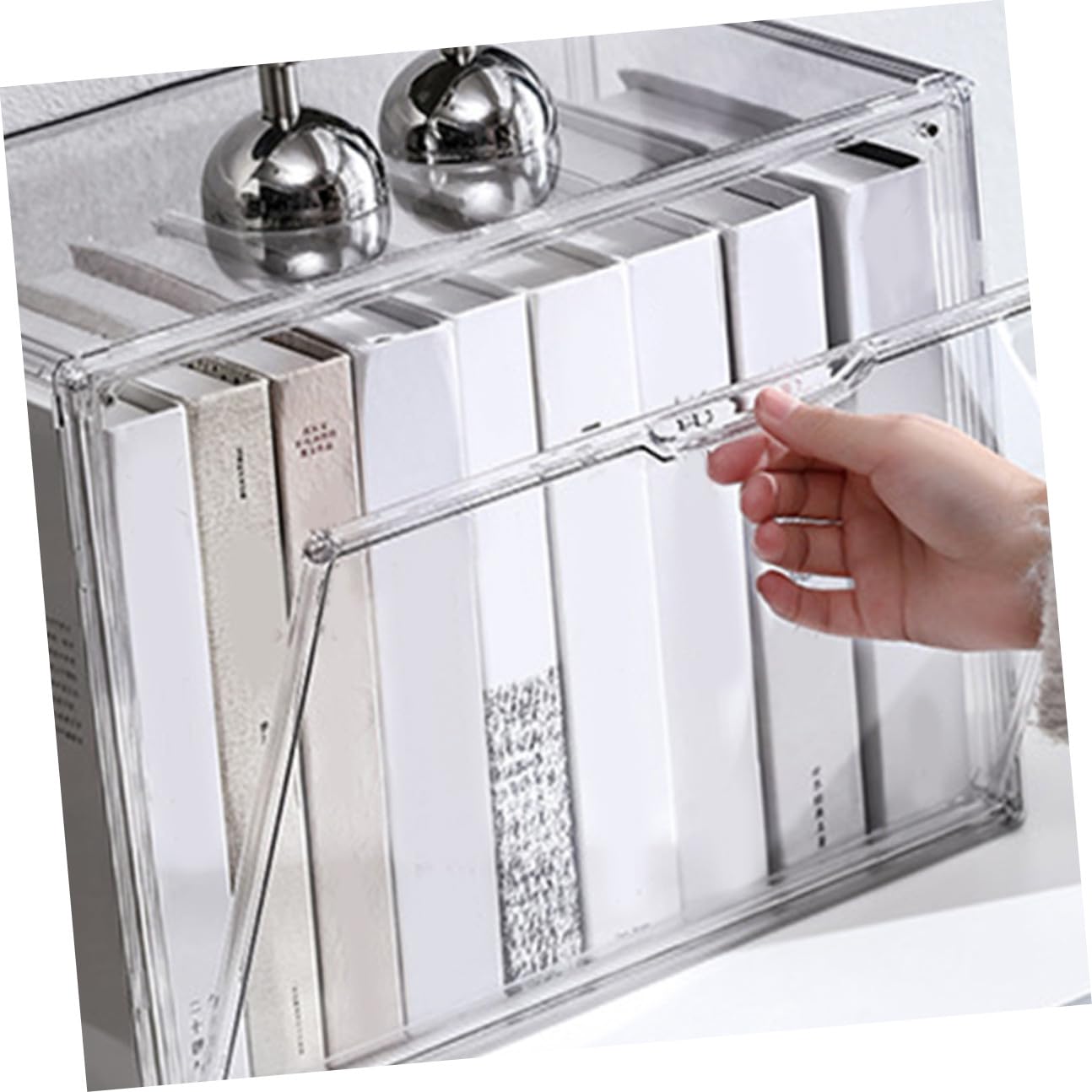 DOITOOL Caja de Almacenaje Transparente de Plástico para Libros Diseño Simple y Apilable, Organizador Práctico para Dormitorio y Sala de Estar
