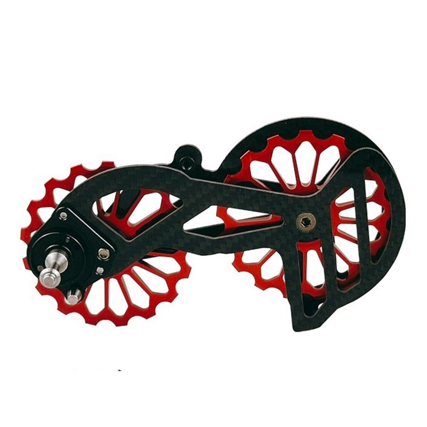 2X Rennrad Fahrrad Schaltwerk Umwerfer für Red10S 11S/Rival 10S 11S/Force 10S 11S Karbon Faser 17T Rolle Umwerfer,Rot