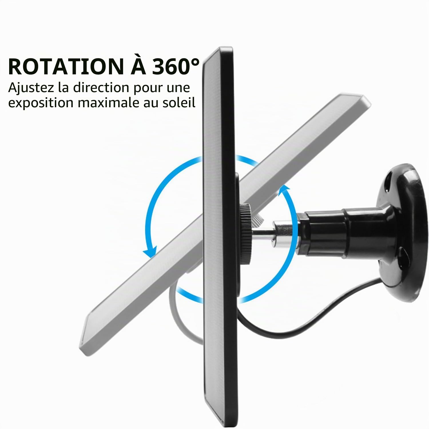 Panneau solaire pour caméra Ring, module solaire 4W pour caméra de surveillance extérieure avec batterie, chargeur solaire type C avec support réglable à 360° et câble de charge de 3 m, panneau