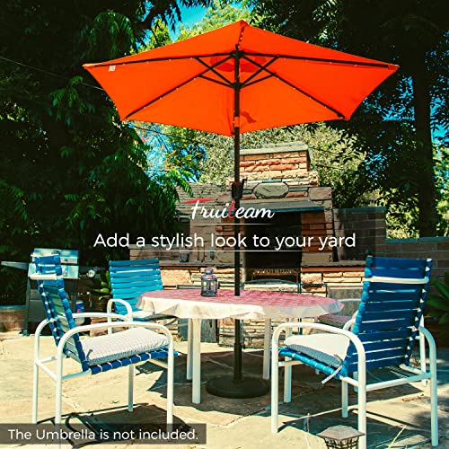Image of FRUITEAM 15 inch 26.5 lbs Round Patio Umbrella Base Pre-Filled Umbrella Stand Sun-Flower-Pattern Heavy Duty Market Umbrella Base Stand for Patio, Outdoor, Swimming Pool, Black