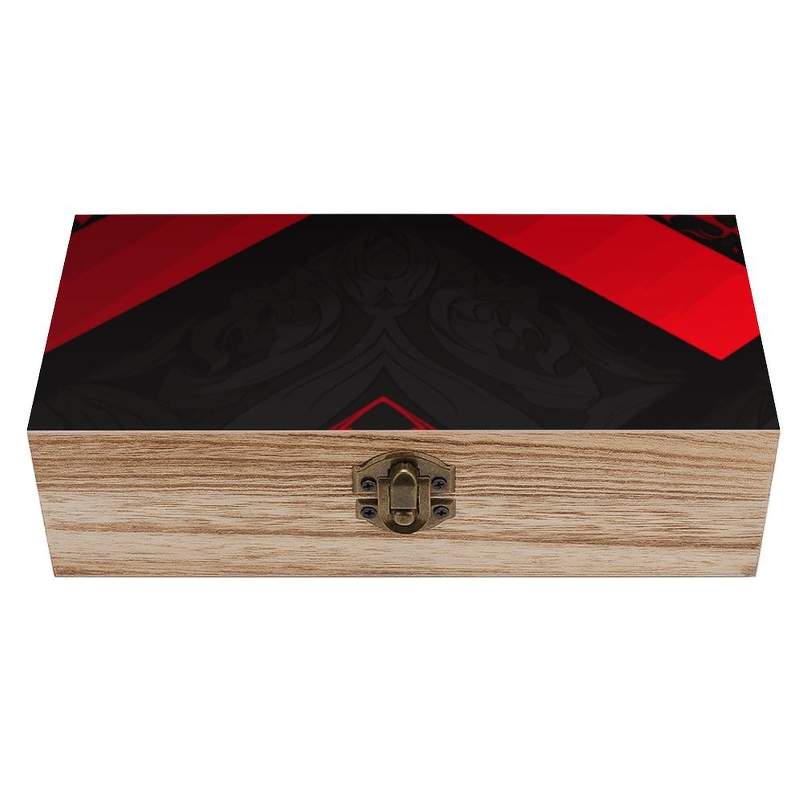 Boîte en bois ornement doré et laque rouge noir pour collectionneur d'artisanat