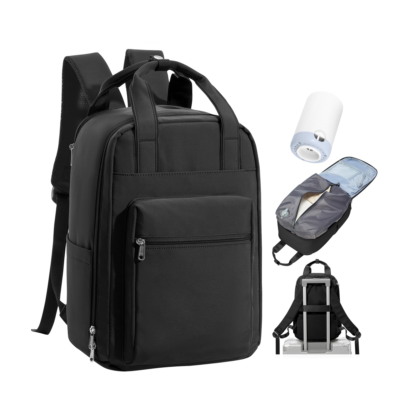 BJLFS Zaino da Viaggio con Sottovuoto Ryanair 40x30x20 Wizzair Bagaglio a mano 40x20x25 Ryanair con Pompa Borse da Cabina per Easyjet 45x36x20 con compressione sottovuoto,Zaino Casual per Laptop