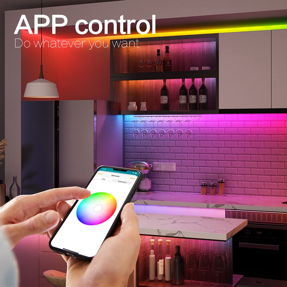 Striscia luminosa a LED dimmerabile da 5 m, timer intelligente compatibile con HomeKit Echo e Siri Voice Control 5050+2835 chip LED per domotica