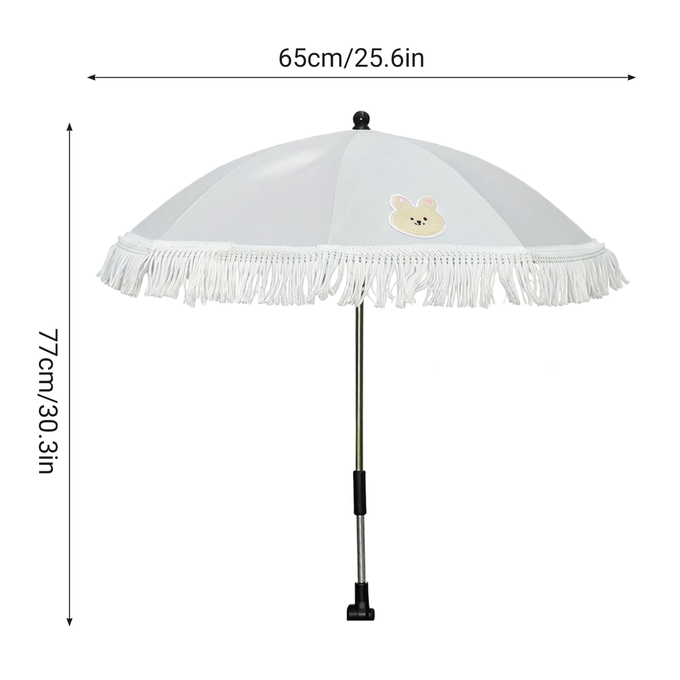 Silla de Playa para niños pequeños con sombrilla y Abrazadera Silla Segura para bebés con Revestimiento Plateado sombrilla de Encaje Blanco para protección contra el Sol y la Lluvia de Play