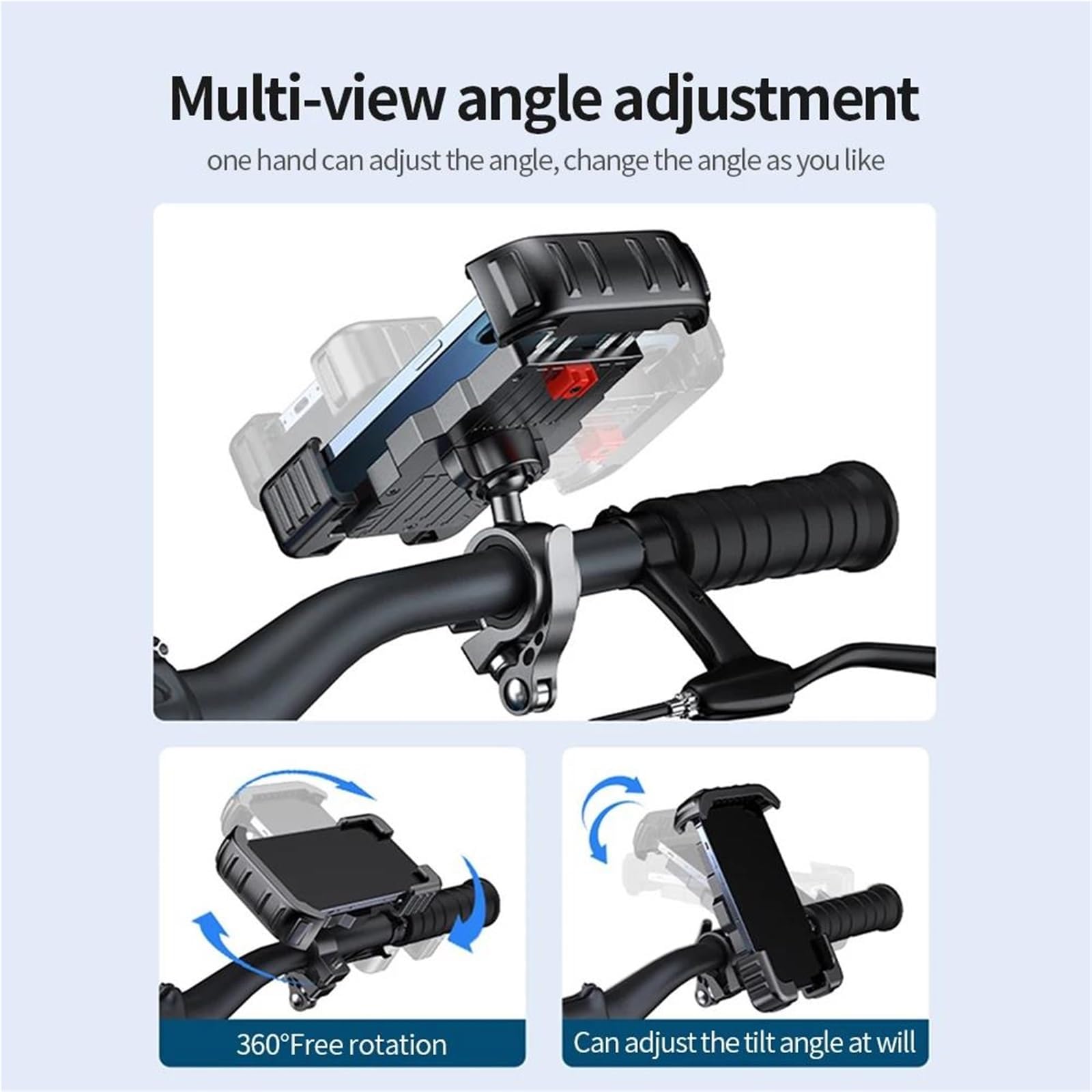 Générique Support De Téléphone De Vélo pour Trekking RX 2022-, Support Rotatif À 360 ° Téléphone Anti-Vibration,E Black-C
