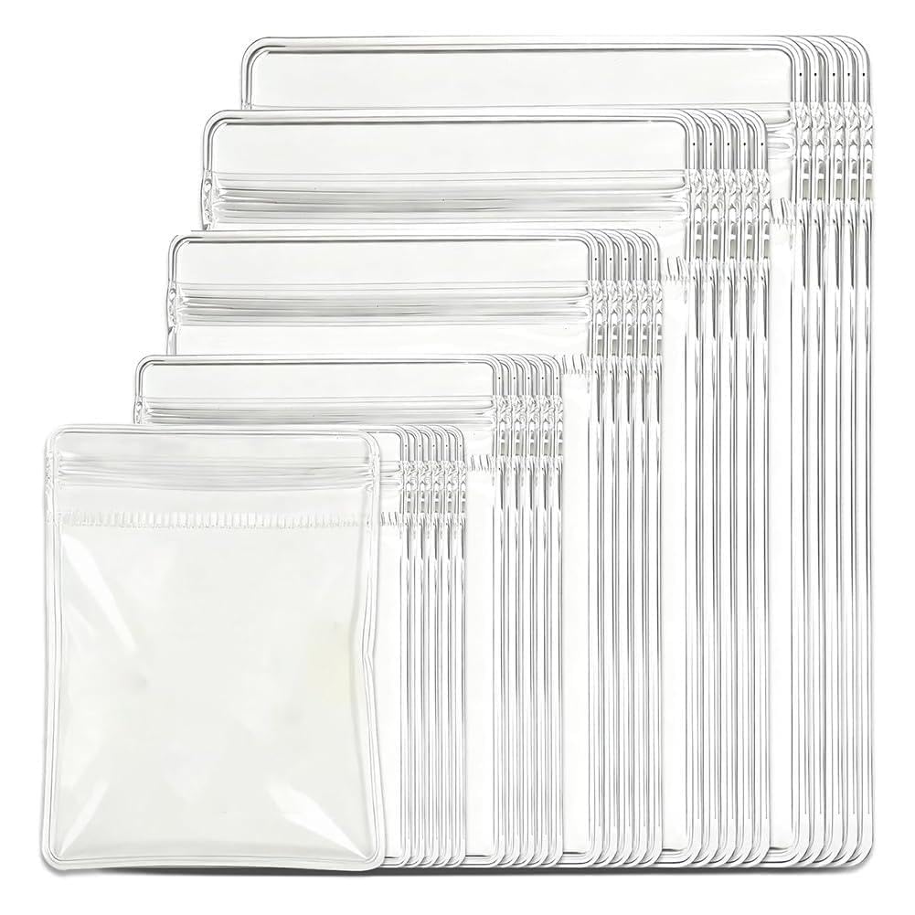 IJSDNVJNDX Resealable Jewelry Storage Bags- Clear PVC Pouches with Self-Sealing Zipper, 50Pcs for Rings, Earrings Bracelets