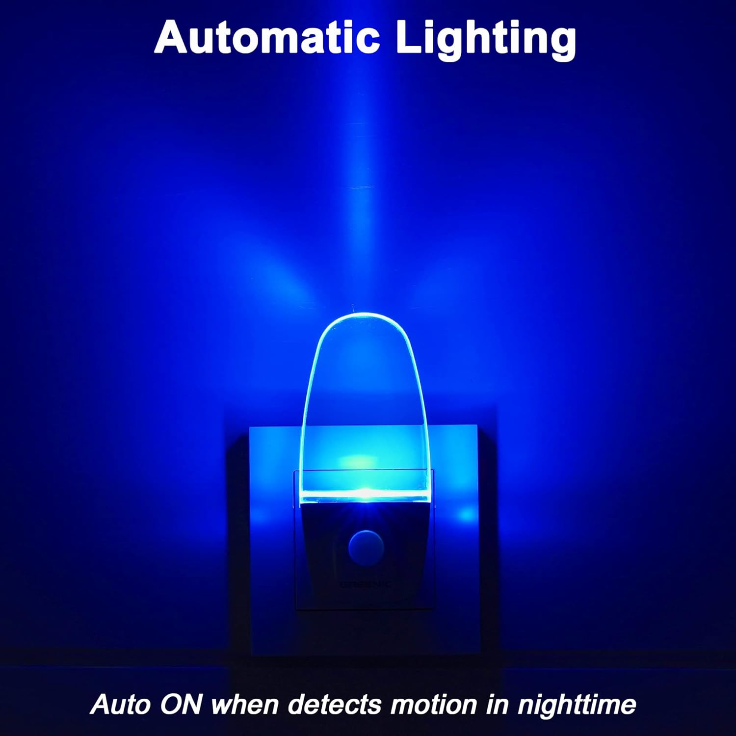 GREENIC Blue Motion Sensor Night Light Plug in 2 Pack, 0.5W LED Motion Detector Night Light Lamp, Automatic Motion Activated Nightlights for Modern Home Decor, Living Room, Bedroom, Bathroom, Kitchen