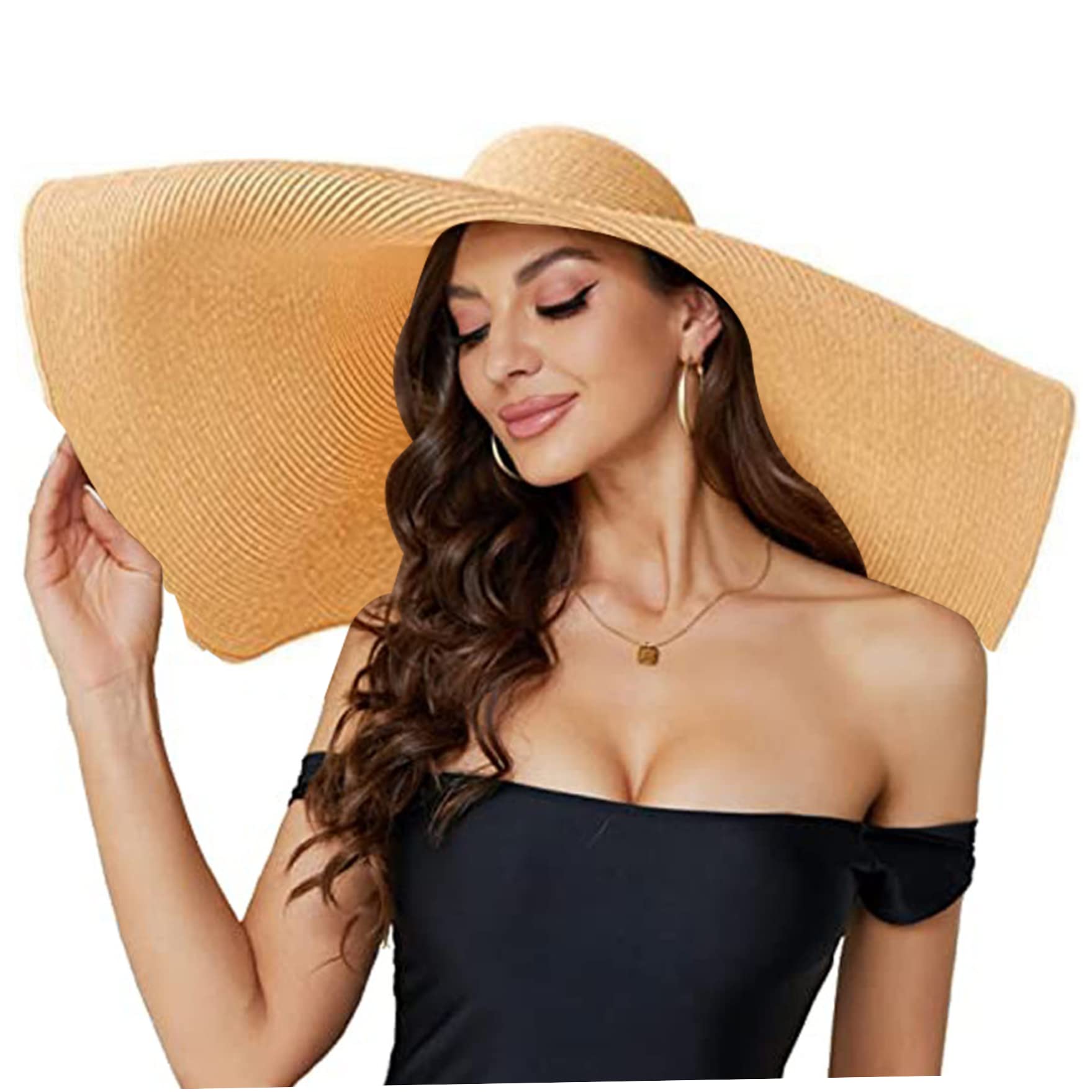 Budstfee Sombreros de Paja de Playa para Mujeres Floppy, Extra Grande Sun Visor Sombrero Ancho Rollo de Verano Big Beach Hat Mujeres Plegables
