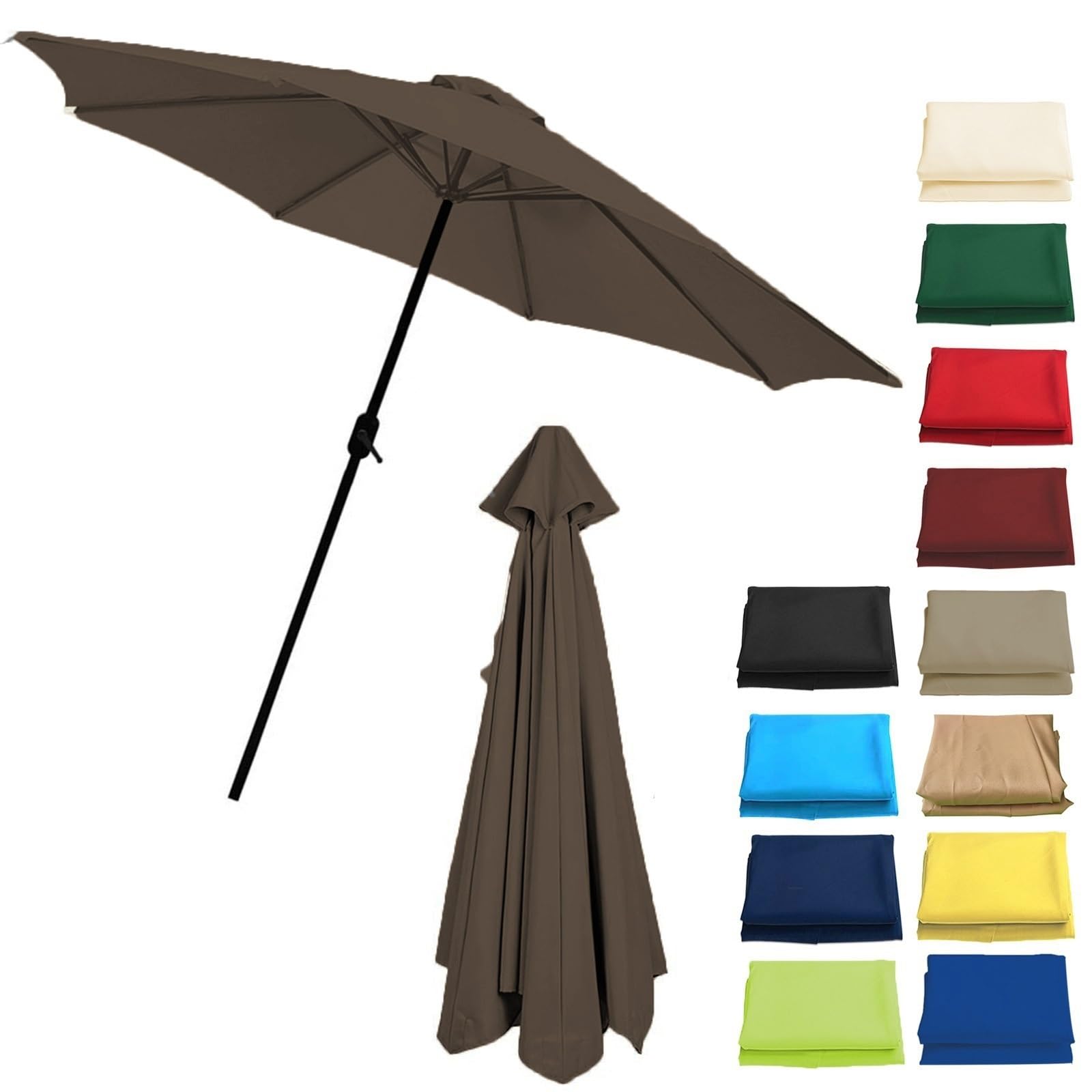 Replacement Parasol Canopy Sun Umbrella For 2/2.7/3.0m-6/8 Arms, Waterproof Outdoor Garden Canopy, Beach Parasols Covers, Fabric Sun Shade Top Only(Brown,(8Rib) 2.7m/106in)