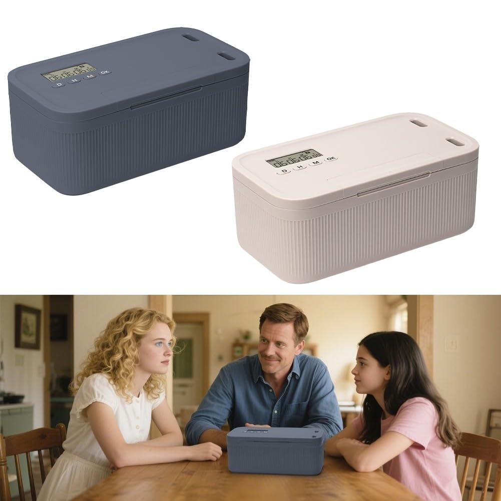 Caja de bloqueo temporizada con temporizador digital de cuenta regresiva y cerradura de combinación, contenedor de almacenamiento ABS de 2.8 L para teléfonos, aperitivos, medicamentos y electrónica