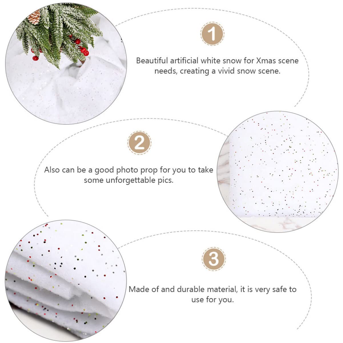 Garneck Christmas Fake Snow 92x92cm Snow Cotton Decoration for Ornaments Home Decorative