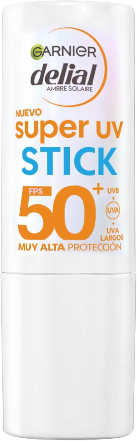 Garnier Delial Zonne-gezichtsmasker, zeer uv-stick, onzichtbaar, met sheaboter en vitamine E, SPF 50+, geschikt voor de gevoelige huid, reisformaat, comfortabel in gebruik.
