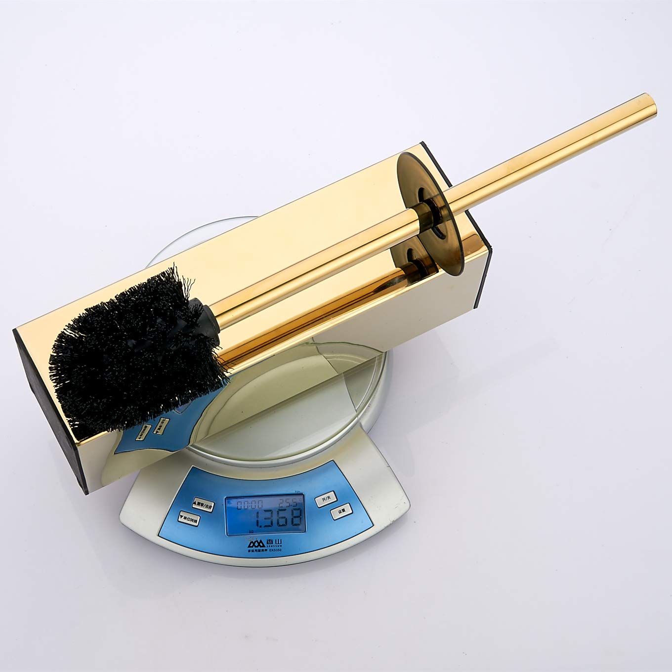 kelangde - Cepillo de Inodoro de Acero sólido 304 sin Soporte para Almacenamiento y organización del baño, Ahorra Espacio, Resistente, Limpieza Profunda, Cepillo Cubierto (Dorado)