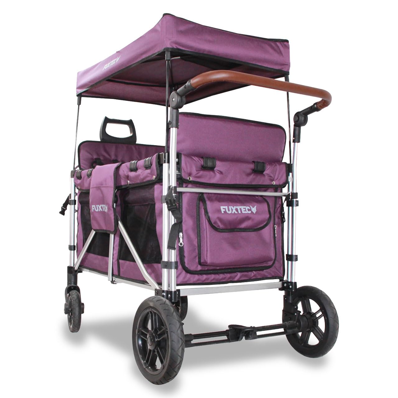 Fuxtec Chariot Family Cruiser Pourpre, L'Original, Chariot de Jardin Pliable, Homologué EN-​1888, 4 Enfants, Banquette Amovible, Transport, Plage, Forêt, à Tirer ou à Pousser