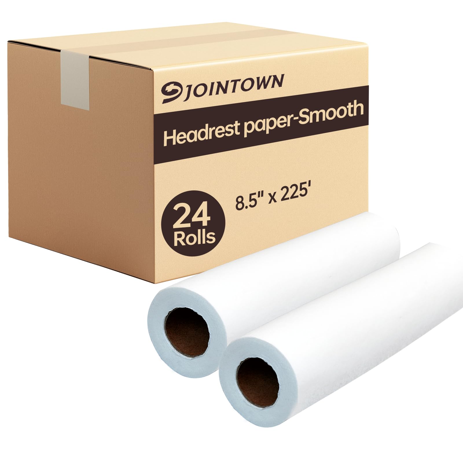Jointown Headrest Paper Rolls, 8.5" x 225'- 24 Pack - Smooth 16 Pound-Disposable Face Cradle Surface Paper Spool for Medical, Exam and Chiropractic Tables