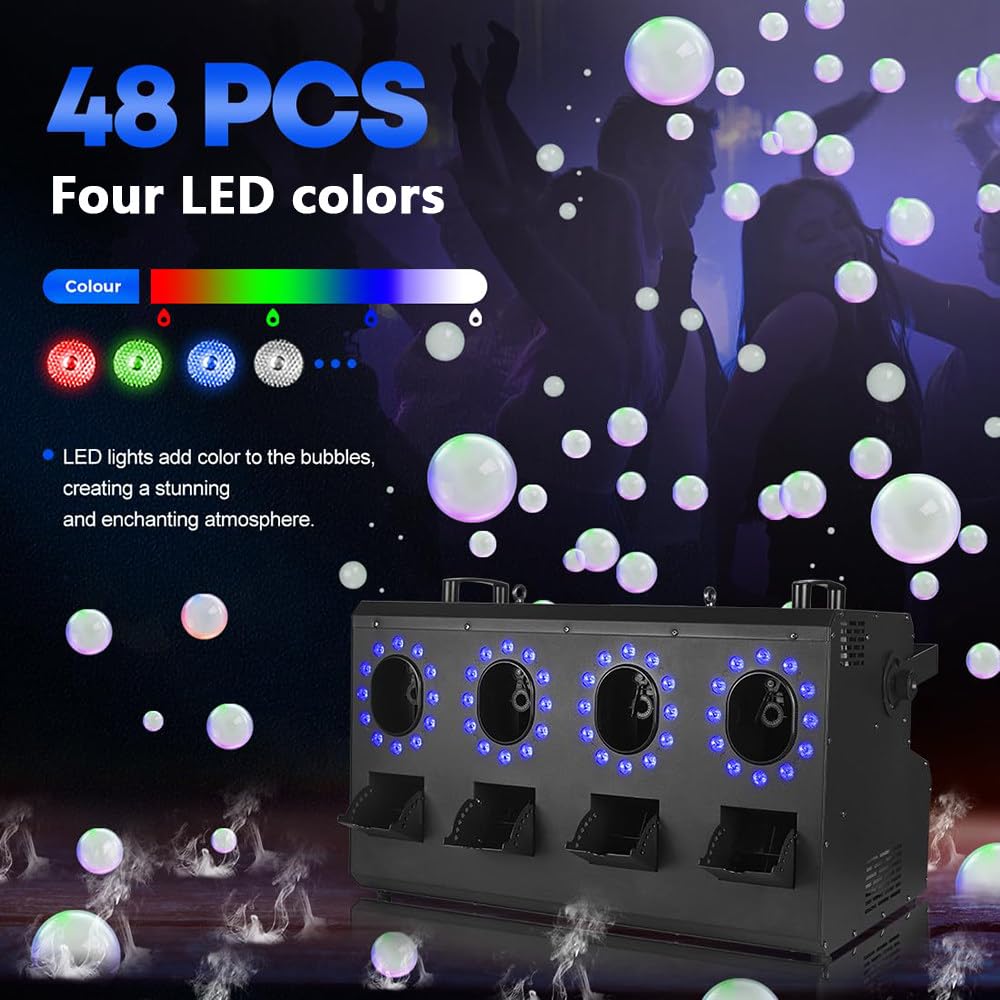 Maszyna Do Baniek Mydlanych,Maszyna Do Baniek Dymnych,3000 W,Z Diodami LED,Może Wytwarzać Bańki, Dym, światła, Zdalne Sterowanie/Ręczne Użytkowanie, Nadaje Się Na Imprezy, Na Zewnątrz