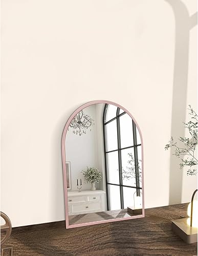 Miniatura 6 de Espejo de baño de arco, espejo de pared con marco de metal cepillado, espejo de pared de aleación de aluminio para dormitorio, entrada, sala de