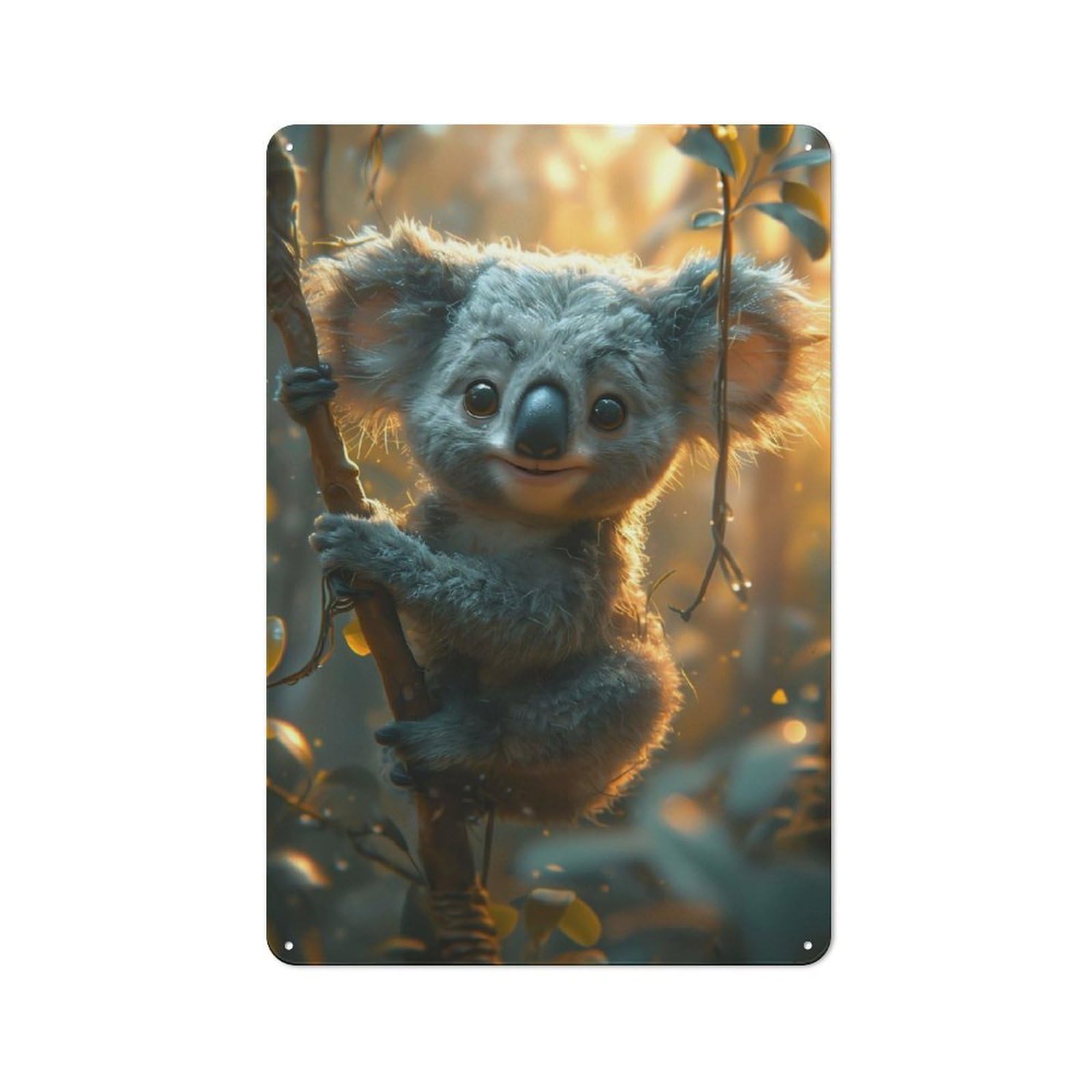 A Cute Cartoon Koala Printed Metal Sign 30x20cm for Studio Or Craft Room, A New Home Present for Creative-space Collectors