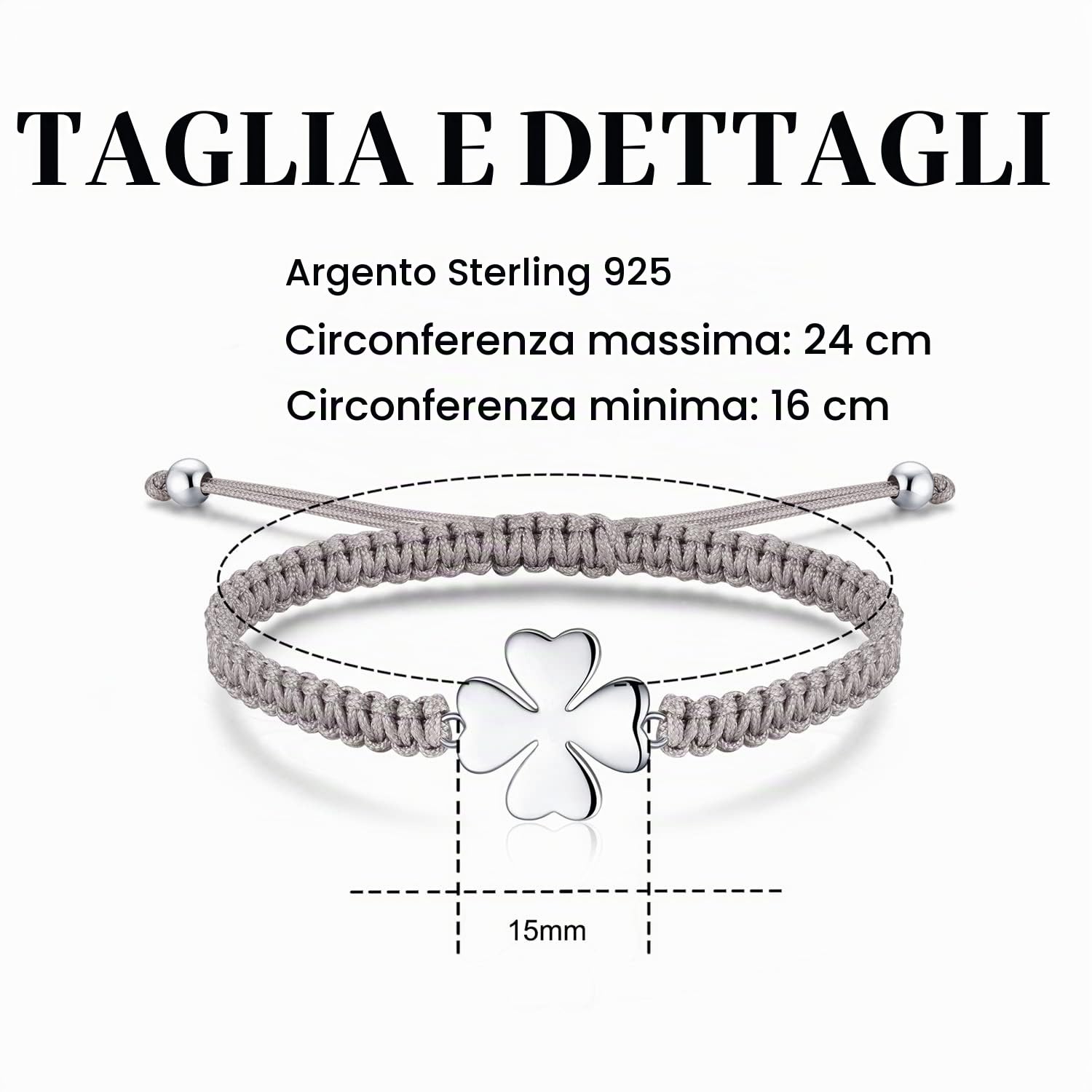 Jrêveinfini Quadrifoglio Bracciale Donna Argento 925, Bracciale Portafortuna Donna Bambina Ragazza con Scatola Regalo