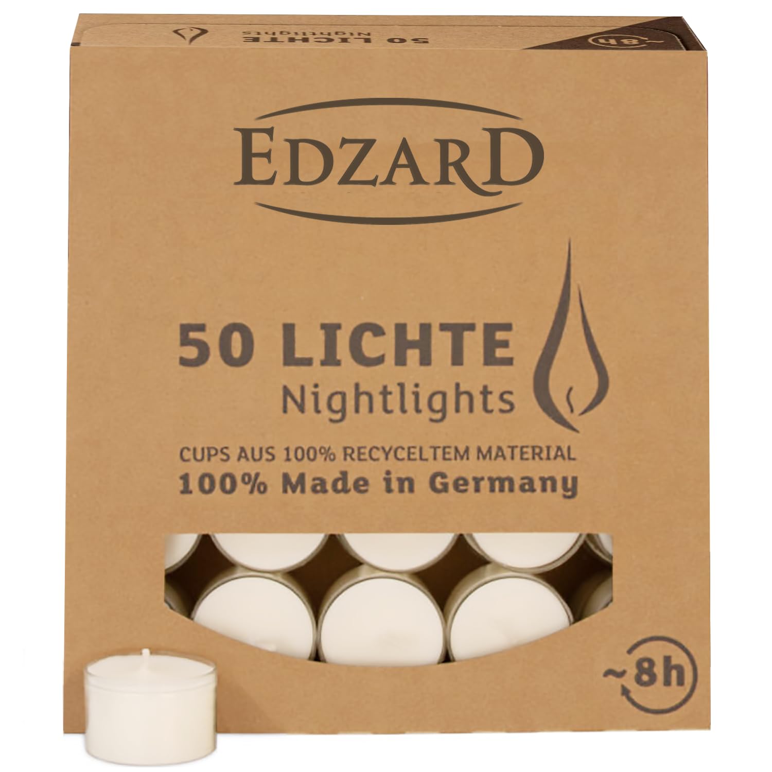 EDZARD Set van 100 witte theelichtjes (diameter 38 mm, brandduur 8 uur