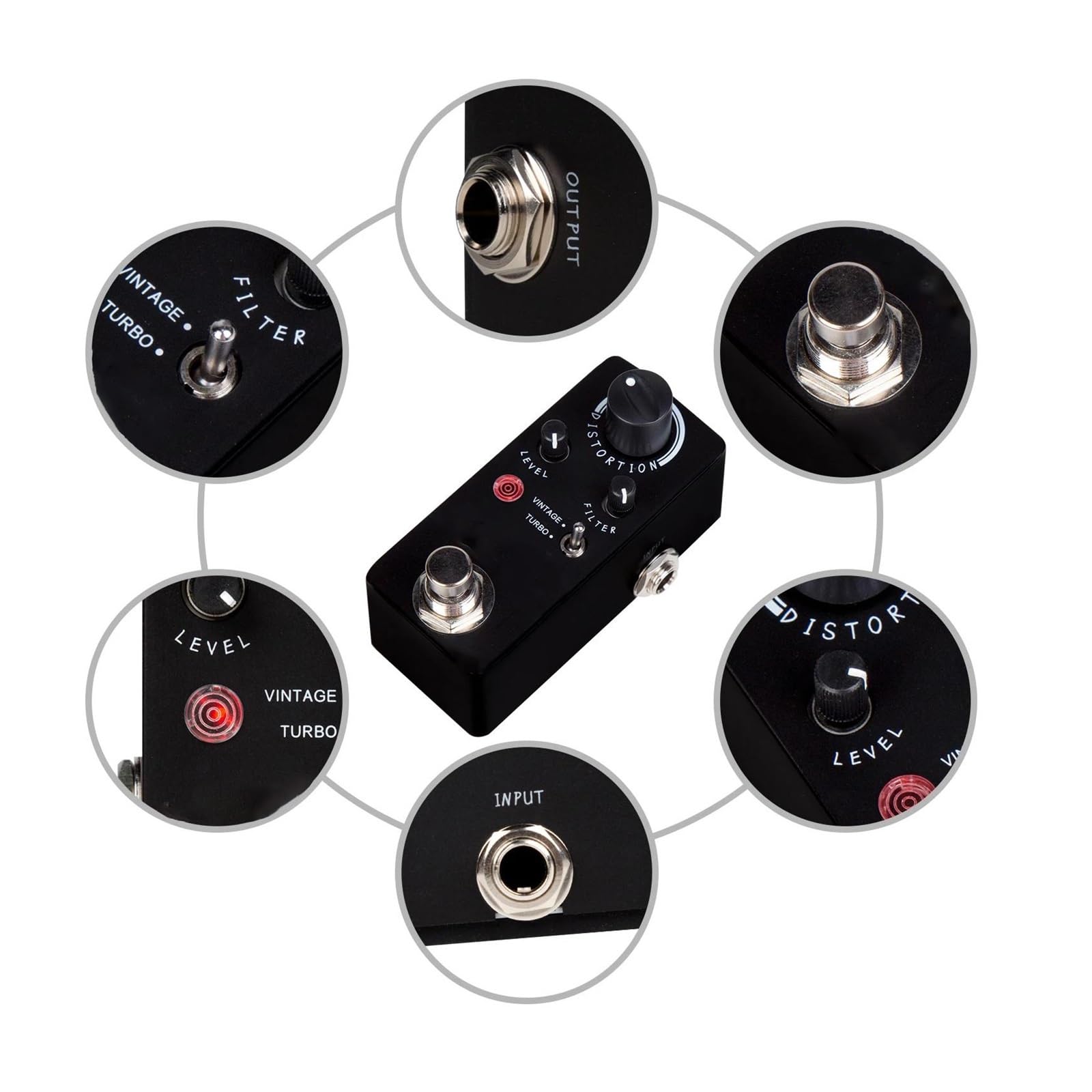 Efekt Gitarowy Distortion Tryb Retro I Turbo Funkcja True Bypass Akcesorium