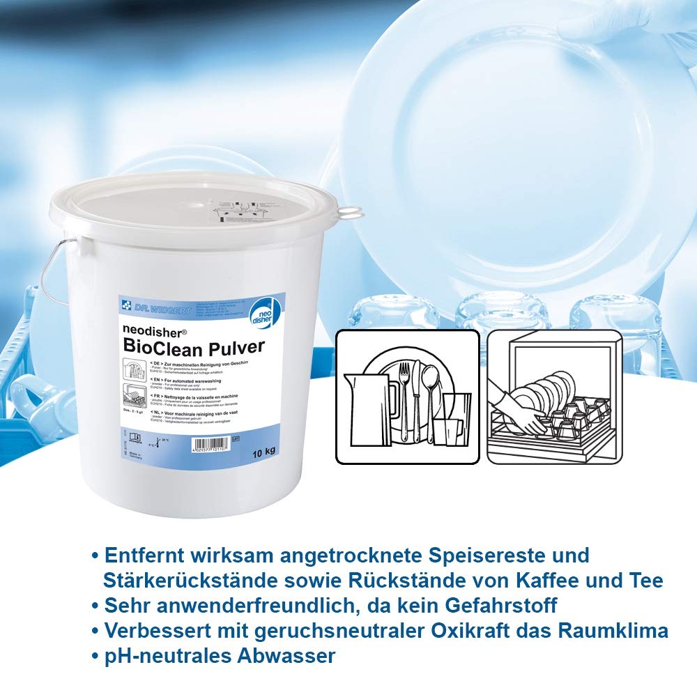 Dr. Weigert neodisher BioClean Pulver, Geschirrreiniger, 10 kg = 1 Eimer