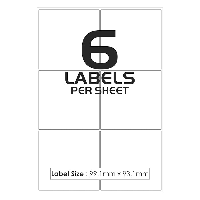 6 Per Page/Sheet, 50 Sheets (300 Sticky Label), iSOUL White Blank Matt Self-Adhesive A4 Address Shipping Labels Stickers, Laser Inkjet Compatible ...