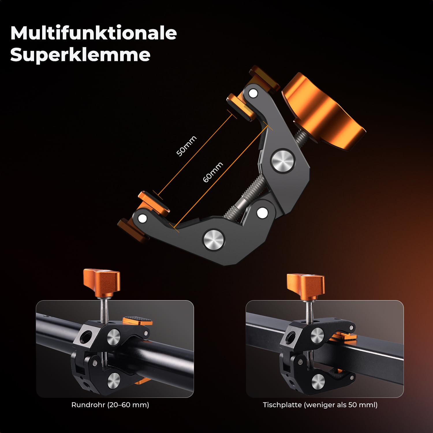 K&F CONCEPT 22" Magic Arm mit Klemme, Spezial für Tischkamera, Monitor arm, Mikrofon arm, Handyhalterung mit Doppel Kugelkopf, Schwenkarm kompatibel mit iPhone Monitor Mikrofon Action Kamera Leuchte