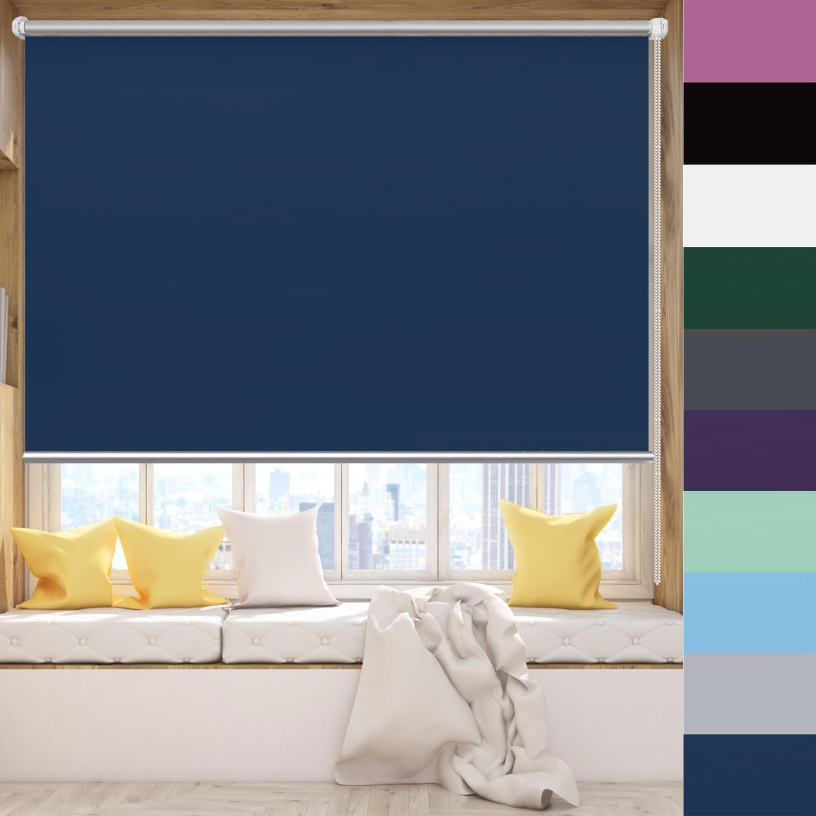 Store occultant thermique isolant bleu foncé pour chambre