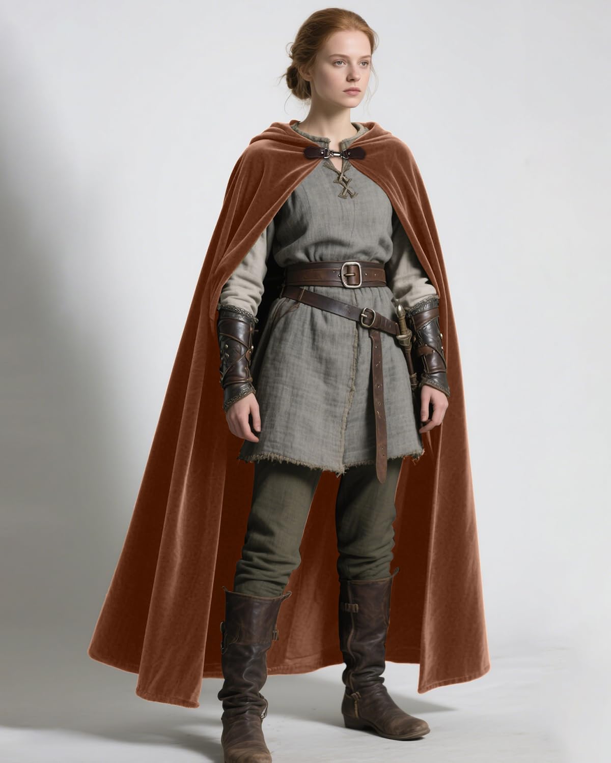 Joukavor Renaissance Hooded Cloak Medieval Cape for Adult Women Men Halloween - Image 2