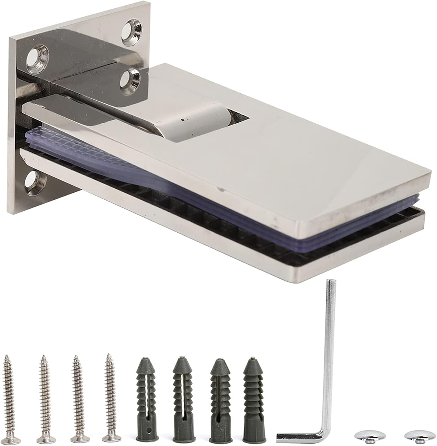 90 Degree Bathroom Door Clamp, Stainless Steel Double Sided Shower Glass Door Holder 4.7x2.3 Inch - Durable, Easy Installation, Ideal for Toughened Glass Doors