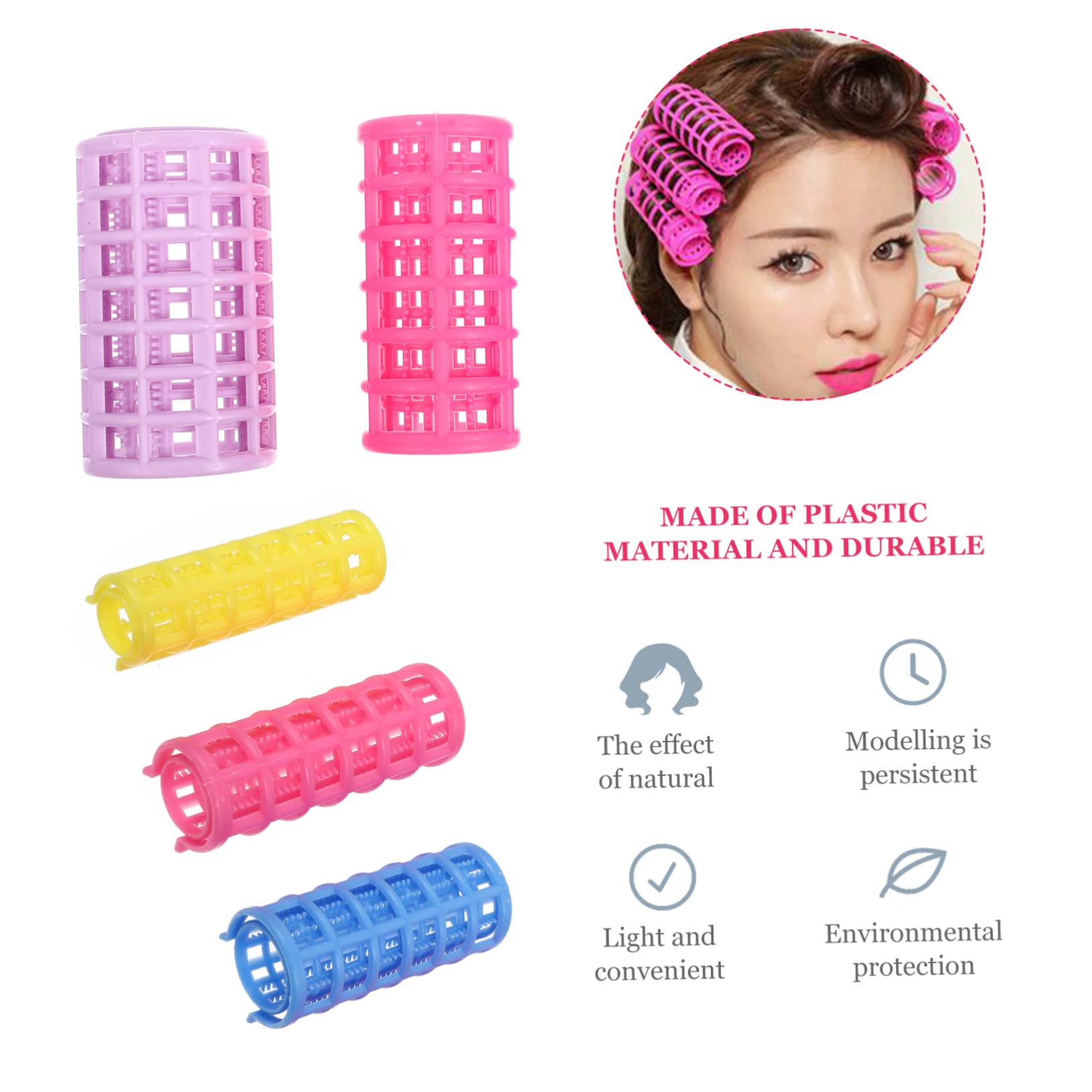 Rodillos de Pelo de Plástico Autoadherentes, Pack de 50 Piezas Ligeras y Portátiles para Peluquería y Peinados Profesionales Color Aleatorio