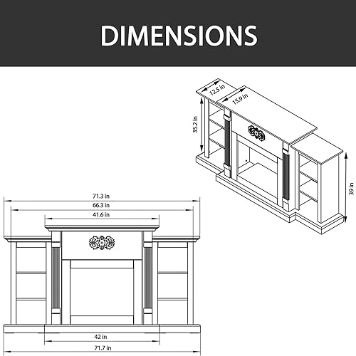Miniatura 4 de Hanover Classic Chimenea eléctrica 72 caoba