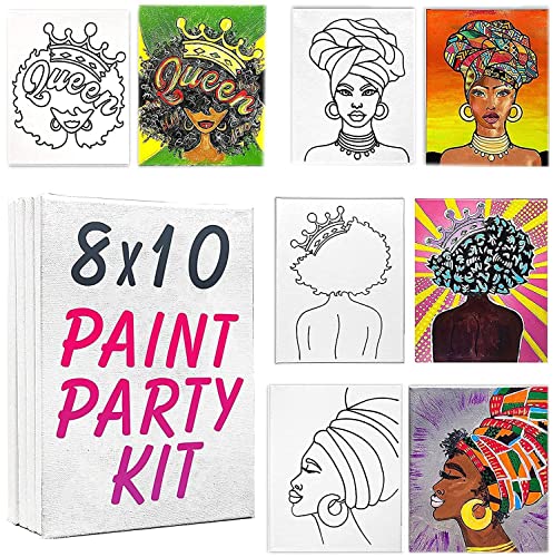 Indigo Art Studio Pre Drawn Canvas Painting For Adults Kids Couples | 4-40 Pack Discounted Bundle | Diy Birthday Gift & Sip And Paint With Twist Party Favor Canvas Only, Party Set #1 (8X10 Inches) #TOP5