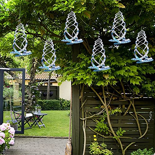 Hausse 6 Pack Bird Repellent Spiral Reflectors Silver Mylar Spinner, Hanging Reflective Bird Deterrent Device, Garden Decorative Scare Birds Away, Like Woodpeckers, Pigeons And Geese #TOP5