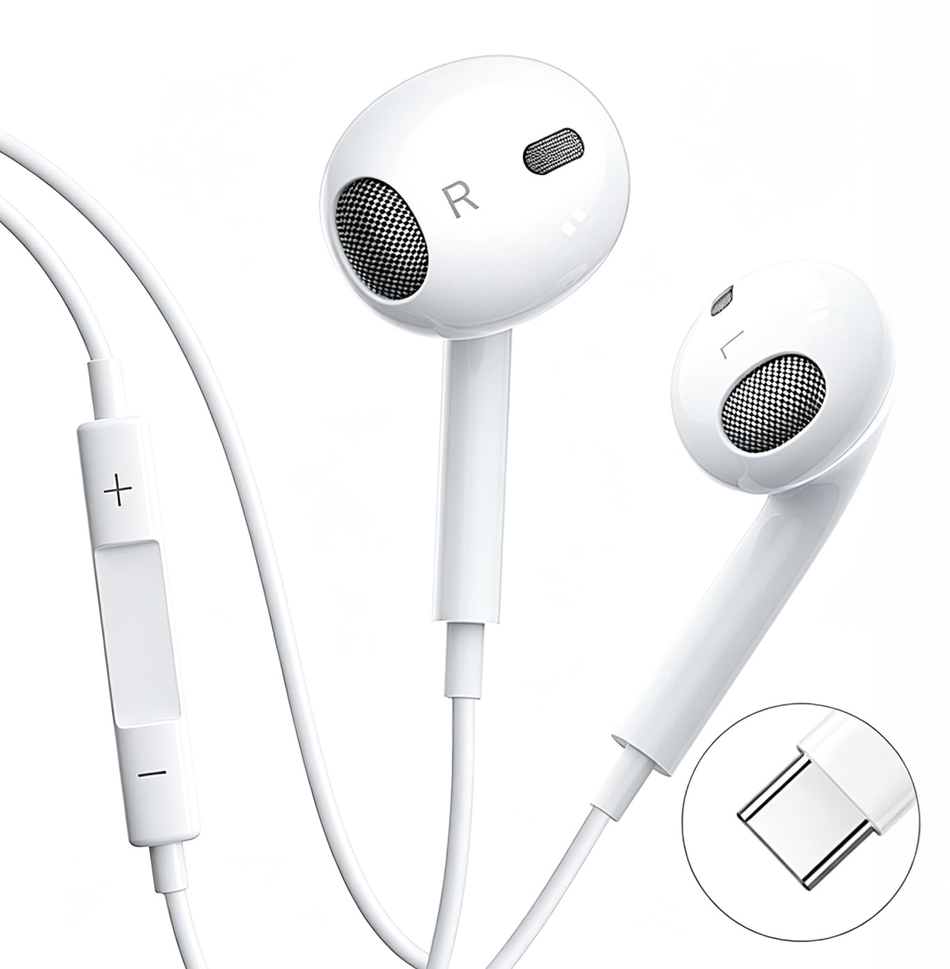USB‑C Wired Earbuds In‑Ear Headphones with Mic & Volume Control, Lossless DAC Sound Compatible for iPhone 15/16/17 Pro Max/iPad, Samsung S24‑S26 Ultra, Google Pixel