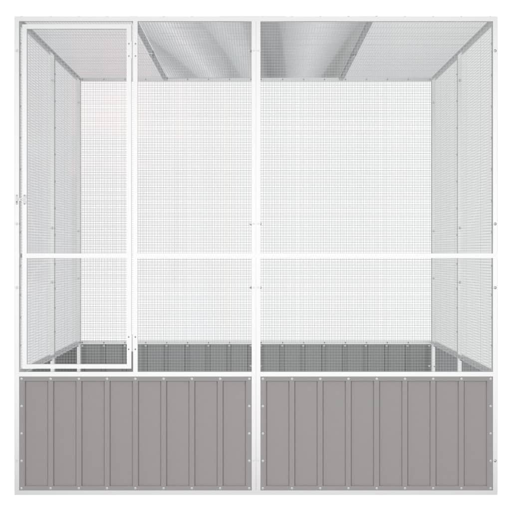 Willood Jaula de Pájaros Aves Pajareras Palomas Casita Acero Galvanizado Gris 213.5 x 217.5 x 211.5 cm