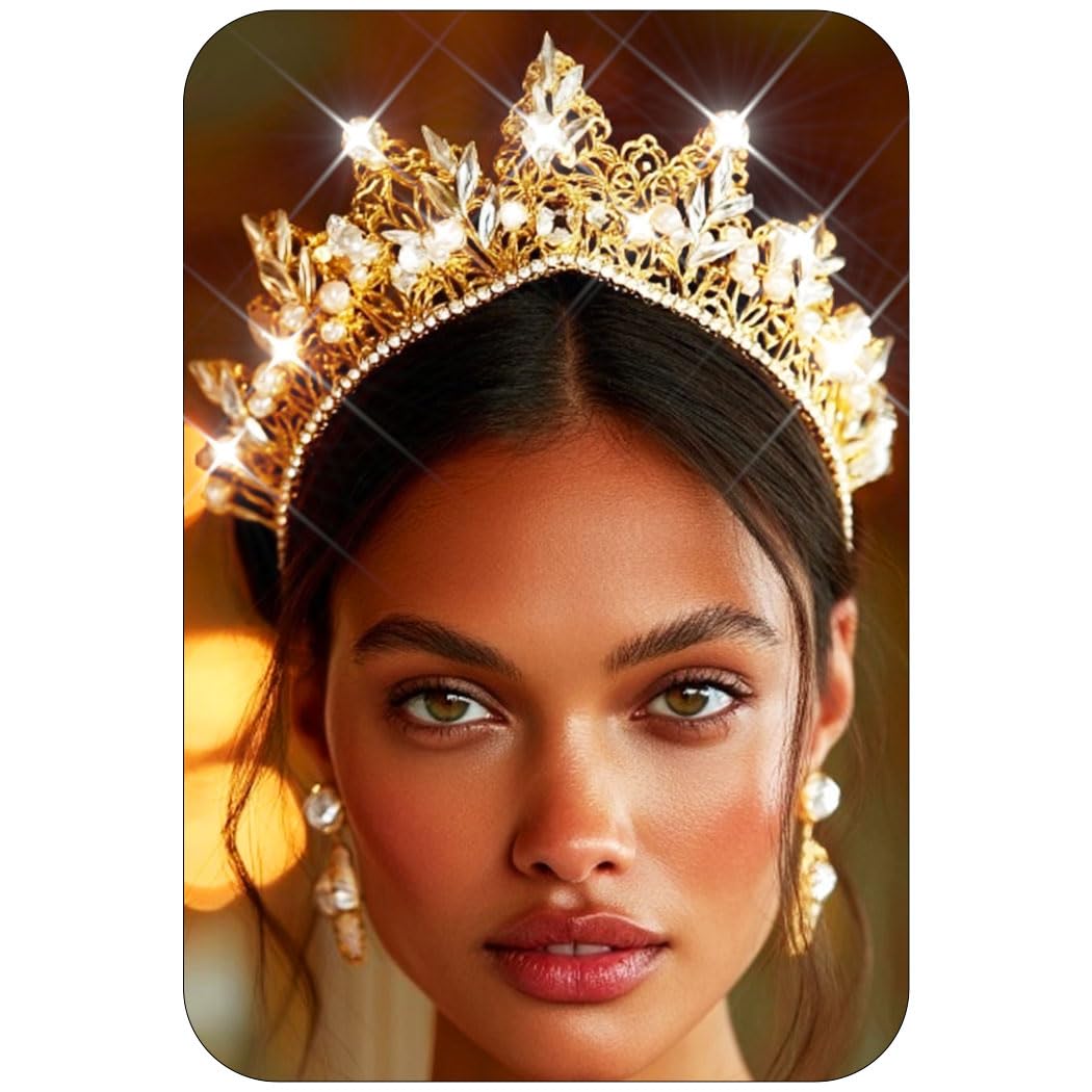 GORTIN Gold Rhinestone Bridal Tiara - Elegant Wedding Accessory