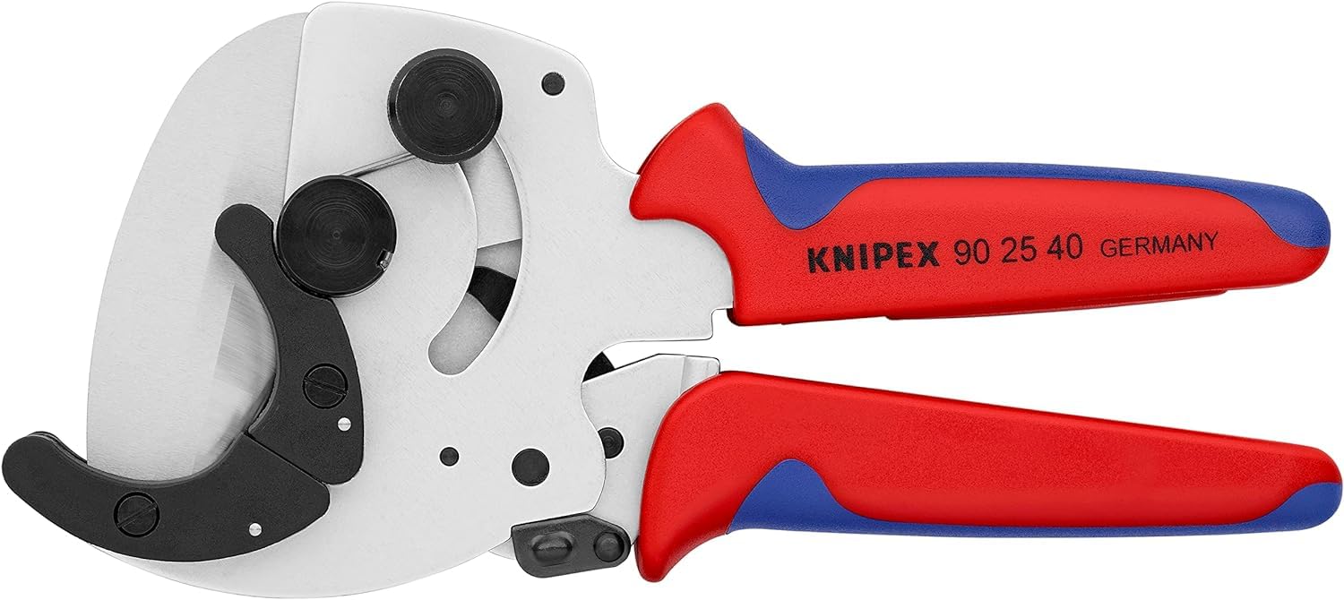 Knipex Coupe-tubes pour tubes multicouche et tubes en plastique chromée avec poignées multimatières 210 mm, 90 25 40 | Coupe tube - Tubes multicouche et plastique - Knipex