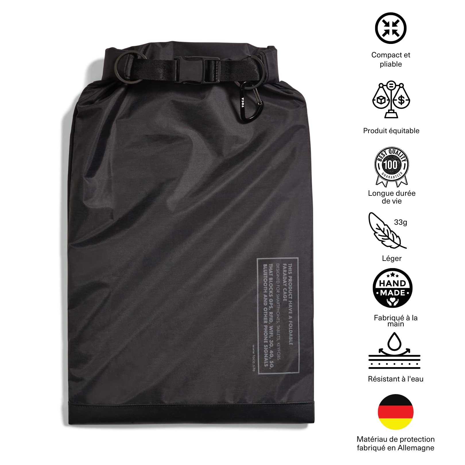 TOCA Pochette Anti Ondes pour téléphone Portable, Sac Faraday, bloqueur Signal WiFi/GSM/GPS/Bluetooth, aux Cartes De Crédit