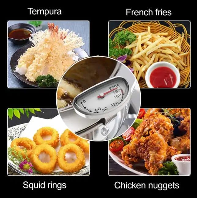 Miniatura 5 de Termómetro para freír con lectura instantánea, termómetro digital impermeable para aceite, carne, barbacoa y hornear, sonda larga para lecturas de